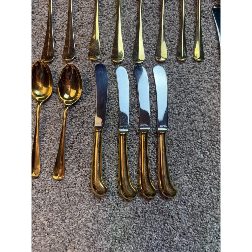 44Pieces Sheffield England Stainless Steel Gold Color Flatware Bundle